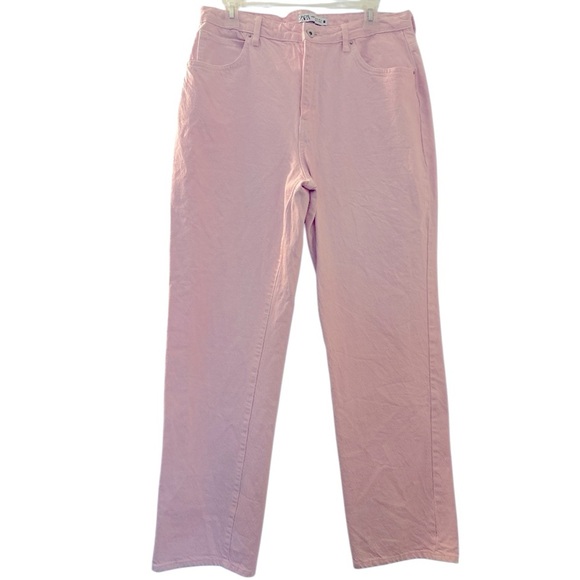 Zara Denim - ZARA jeans, pink, size 12, 100% cotton. Loose fit, straight leg, 5 pocket .